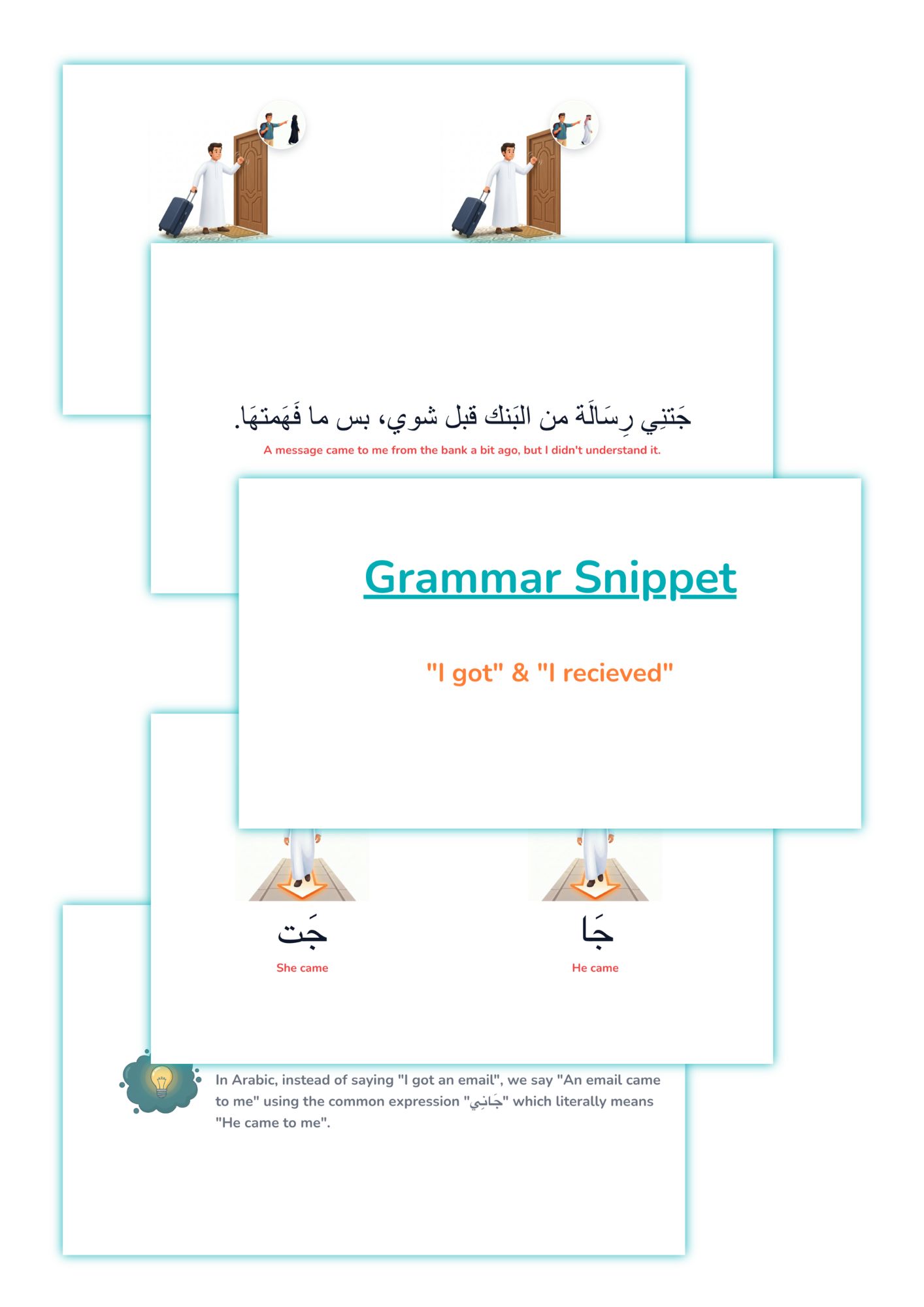 I Got and I Received in Saudi Arabic Grammar Snippet